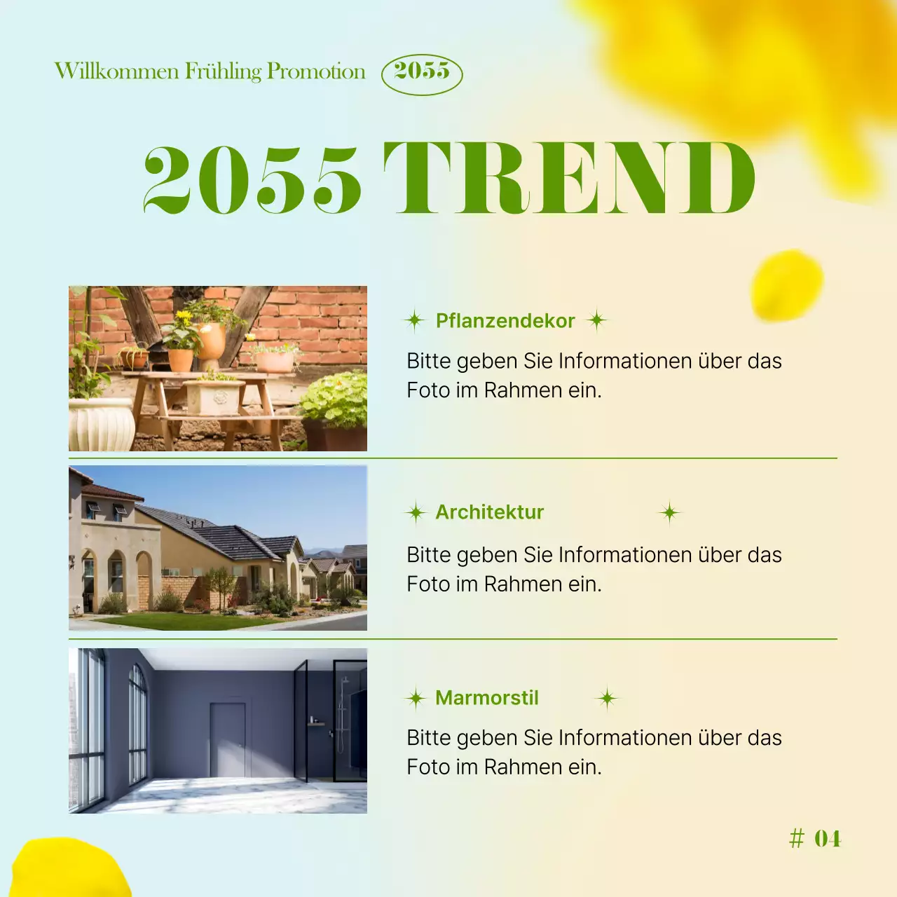 Frisches Grün und gelbes Frühlingsfest