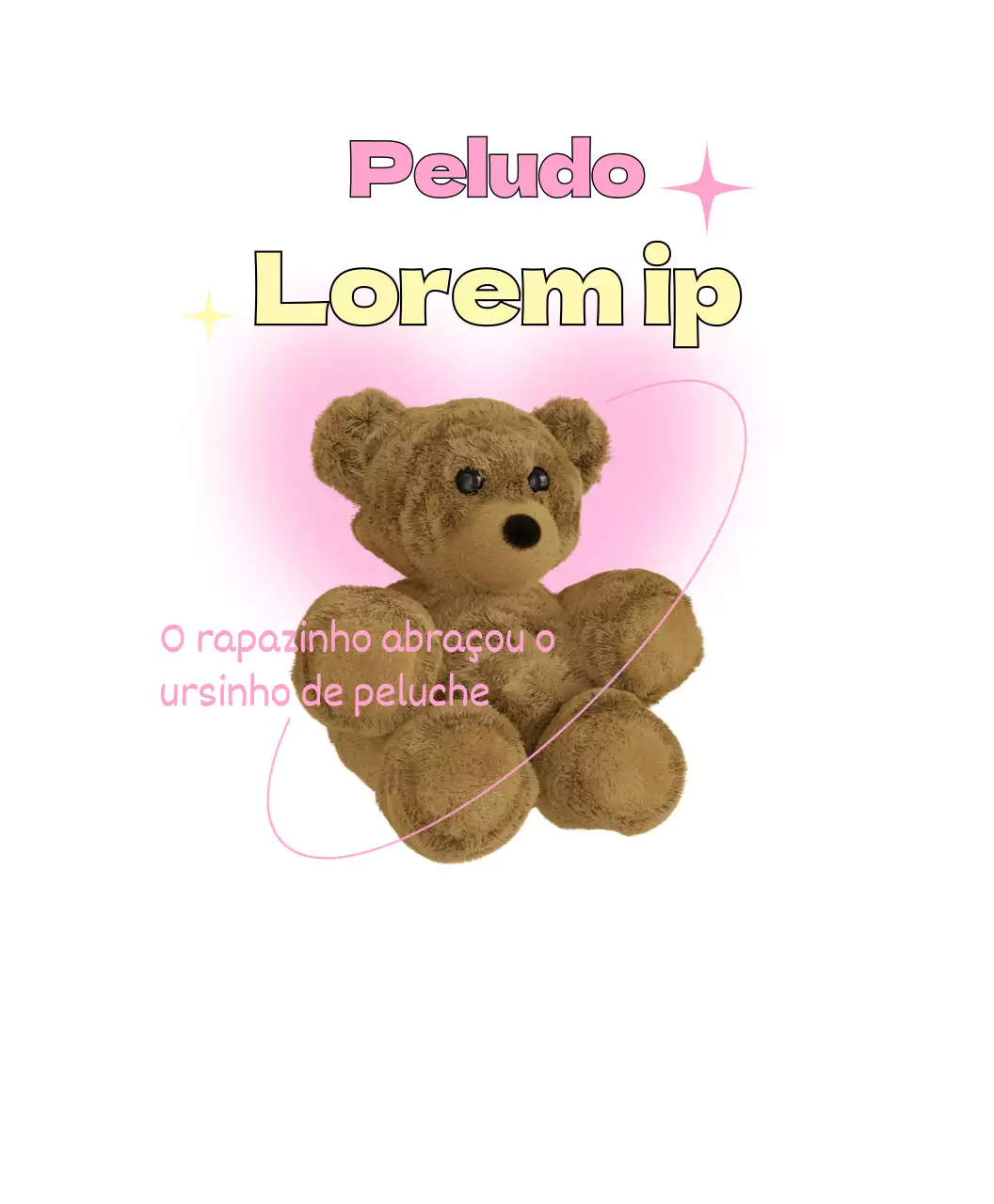 Urso de peluche com coração em tons pastel