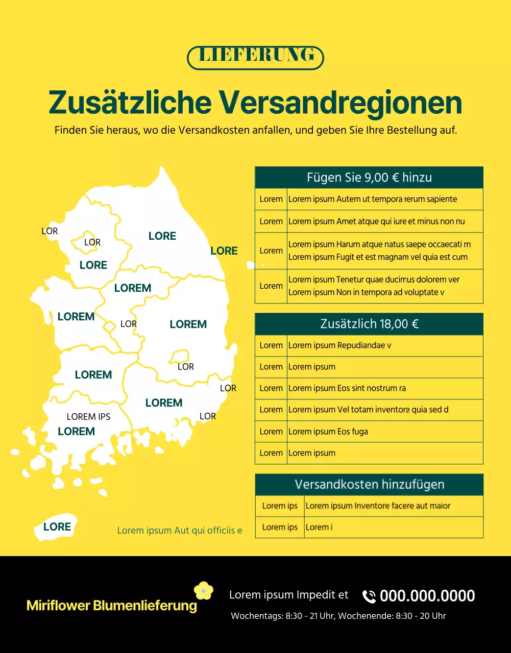 Einführung des klassischen grün-gelben Blumenlieferdienstes