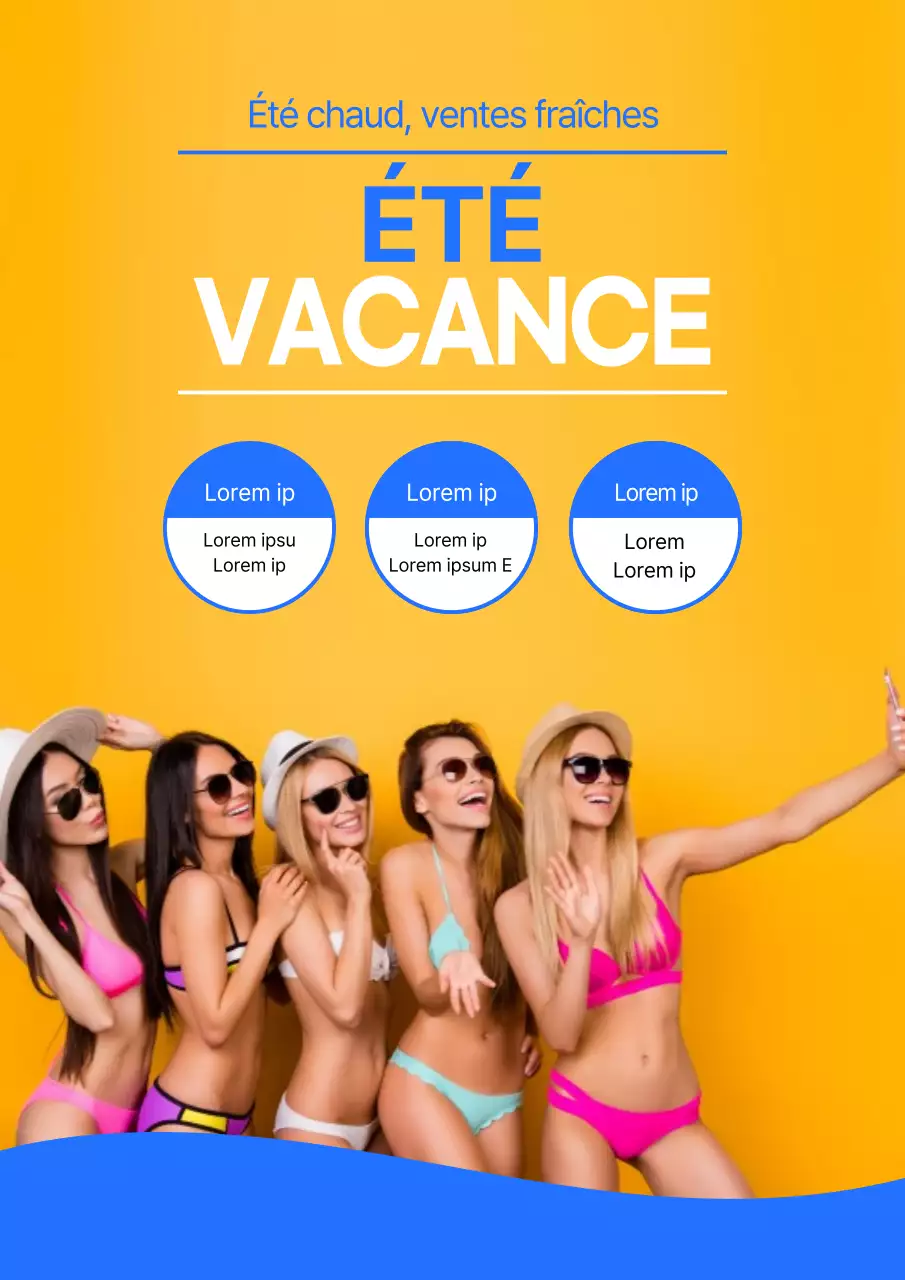 Une affiche promotionnelle simple, jaune et bleue, pour des soldes d'été.