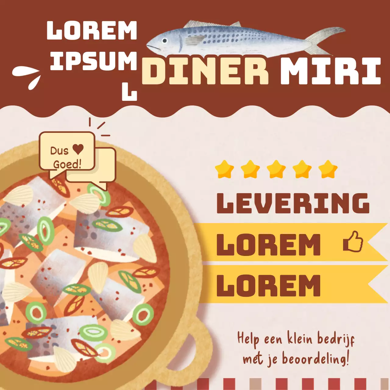 Bruin en beige gestoofde makreel restaurant bestellen recensie evenement