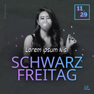 Dunkler Hintergrund blau Gradient Frau bläst Bubblegum Black Friday Veranstaltung