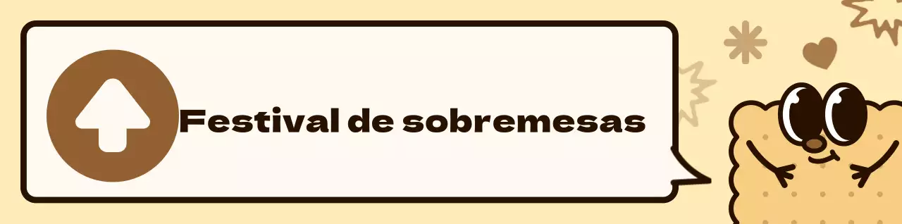 Esquema de cores castanho e rosa Personagens de bolachas giras e balões de fala estilo de ilustração Direcções para o festival de sobremesas