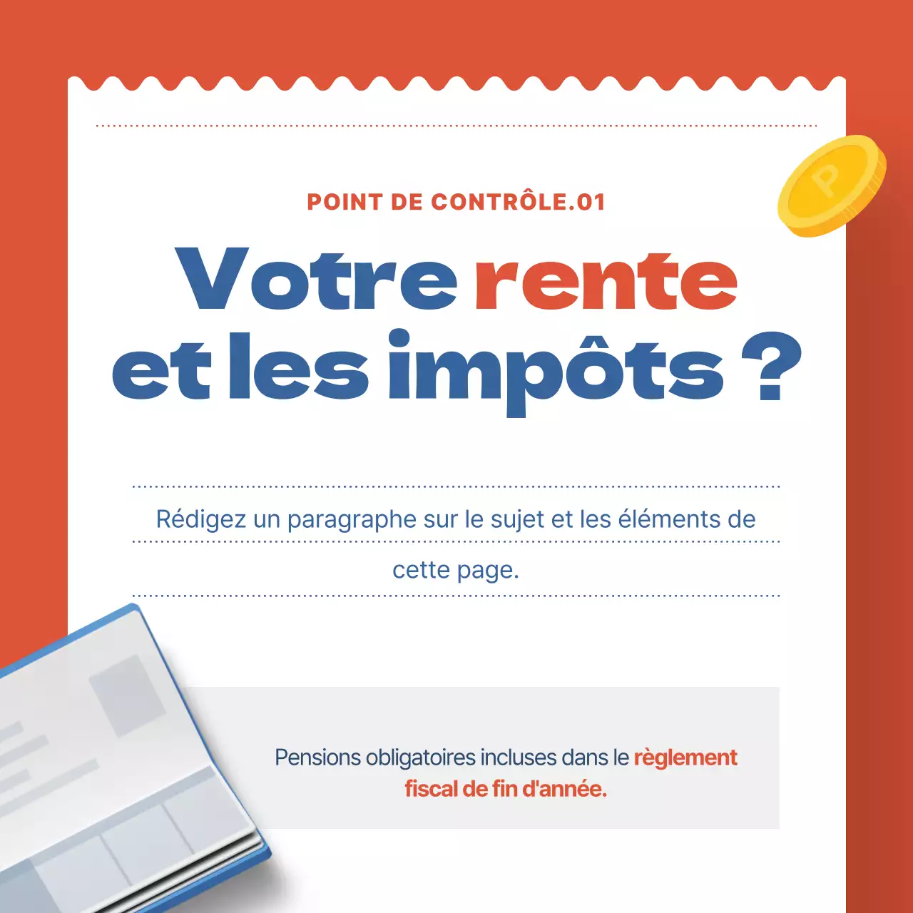 Concept de reçu bleu et rouge Reçu de pension Conseils en matière d'économies d'impôts