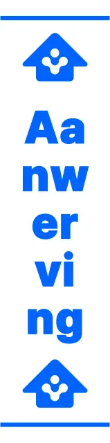 Blauw en wit eenvoudige moderne pijl iconen en tekst zinnen lay-out stijl Routebeschrijving naar de nieuwe huur interview