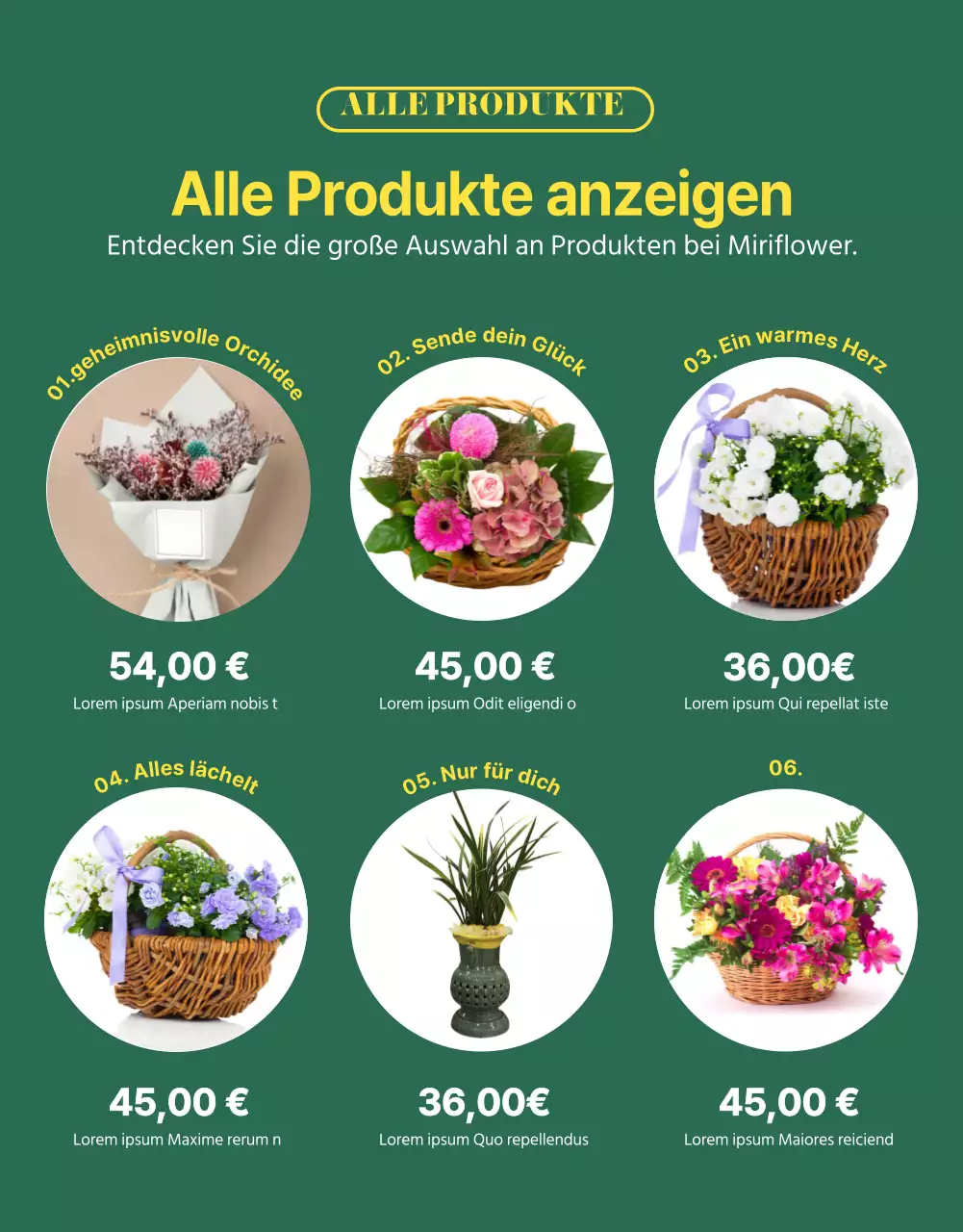 Einführung des klassischen grün-gelben Blumenlieferdienstes