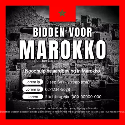 Bevorder steun voor herstel na de aardbeving met een eenvoudig zwart en rood kleurenschema