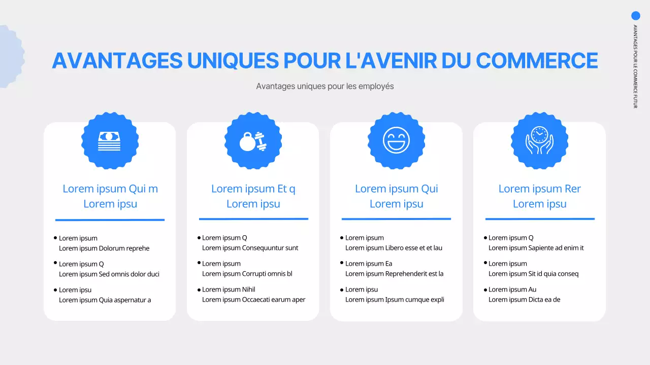 Présentation simple de salon de l'emploi en ligne en bleu et blanc