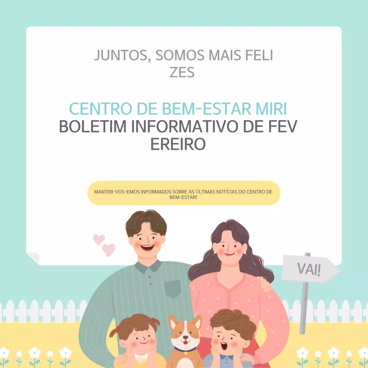 O boletim informativo amarelo e menta do nosso adorável centro de bem-estar