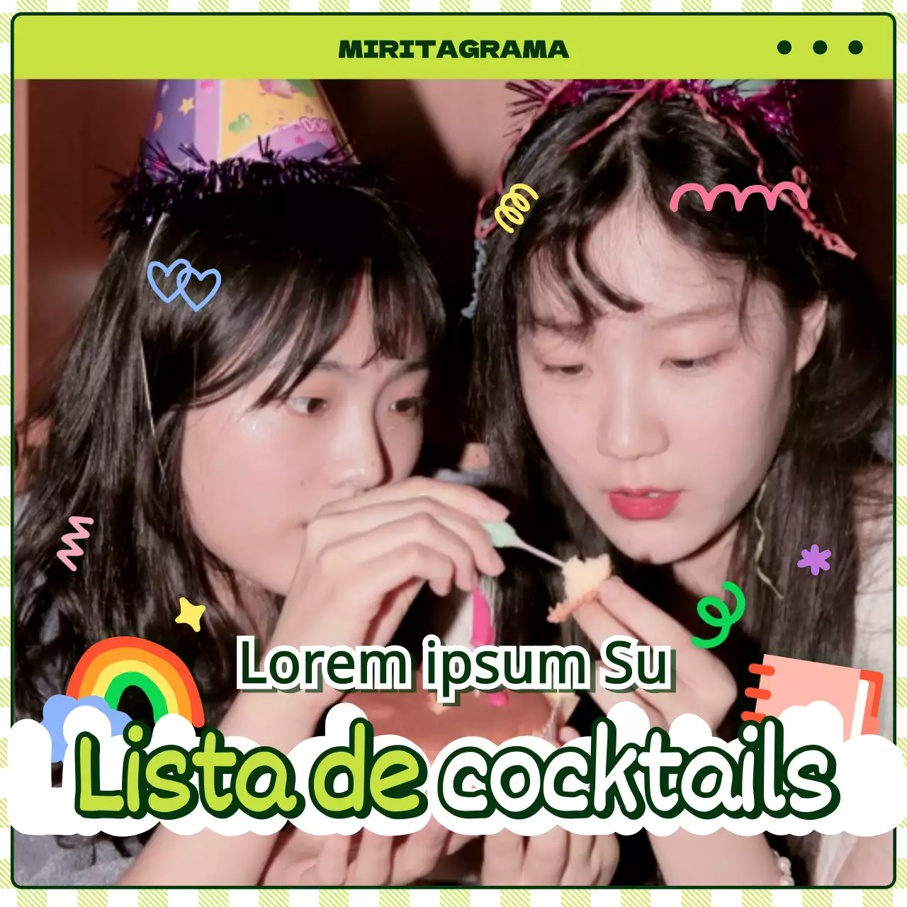 Lista de cocktails com tema de taku ilustrada e gira