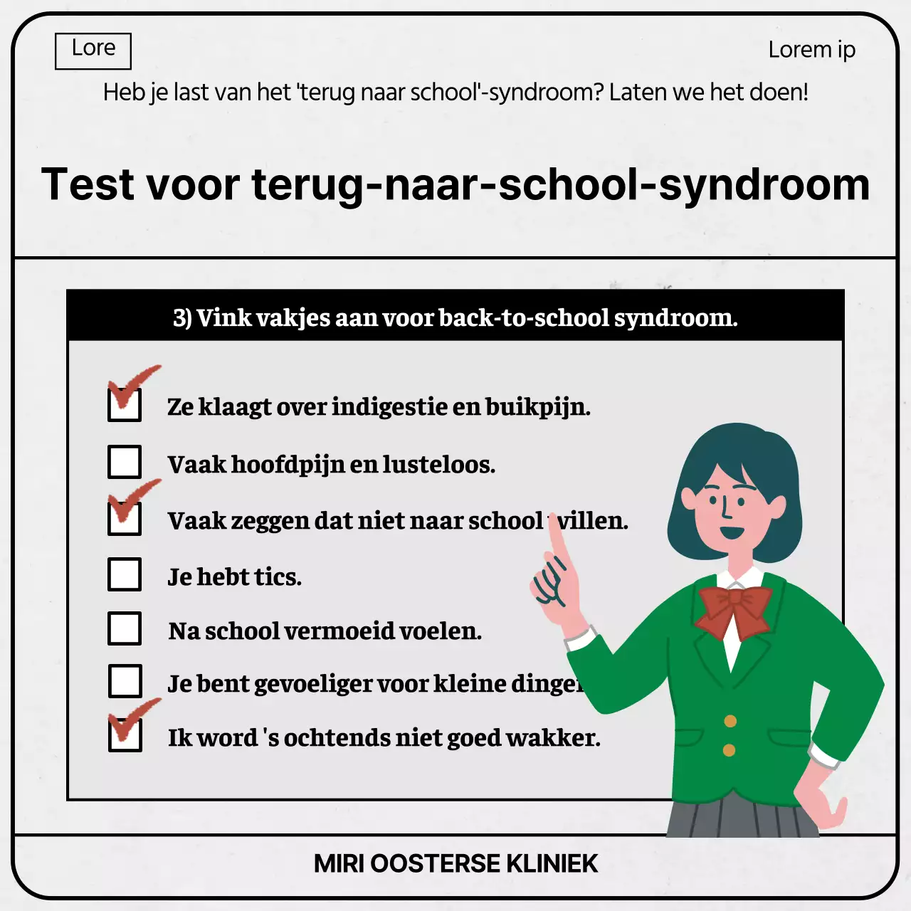 Grijze en groene examenpapieren netjes back-to-school syndroom thema