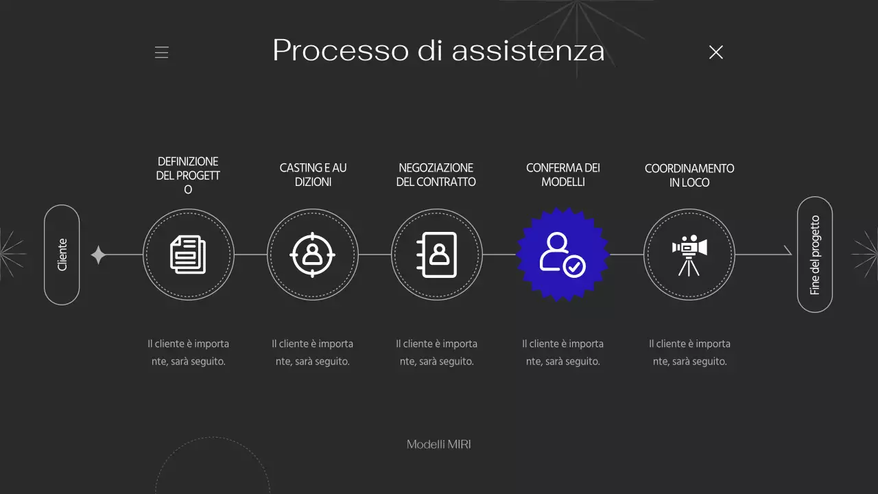 Portfolio dalle linee semplici con accenti viola su sfondo nero