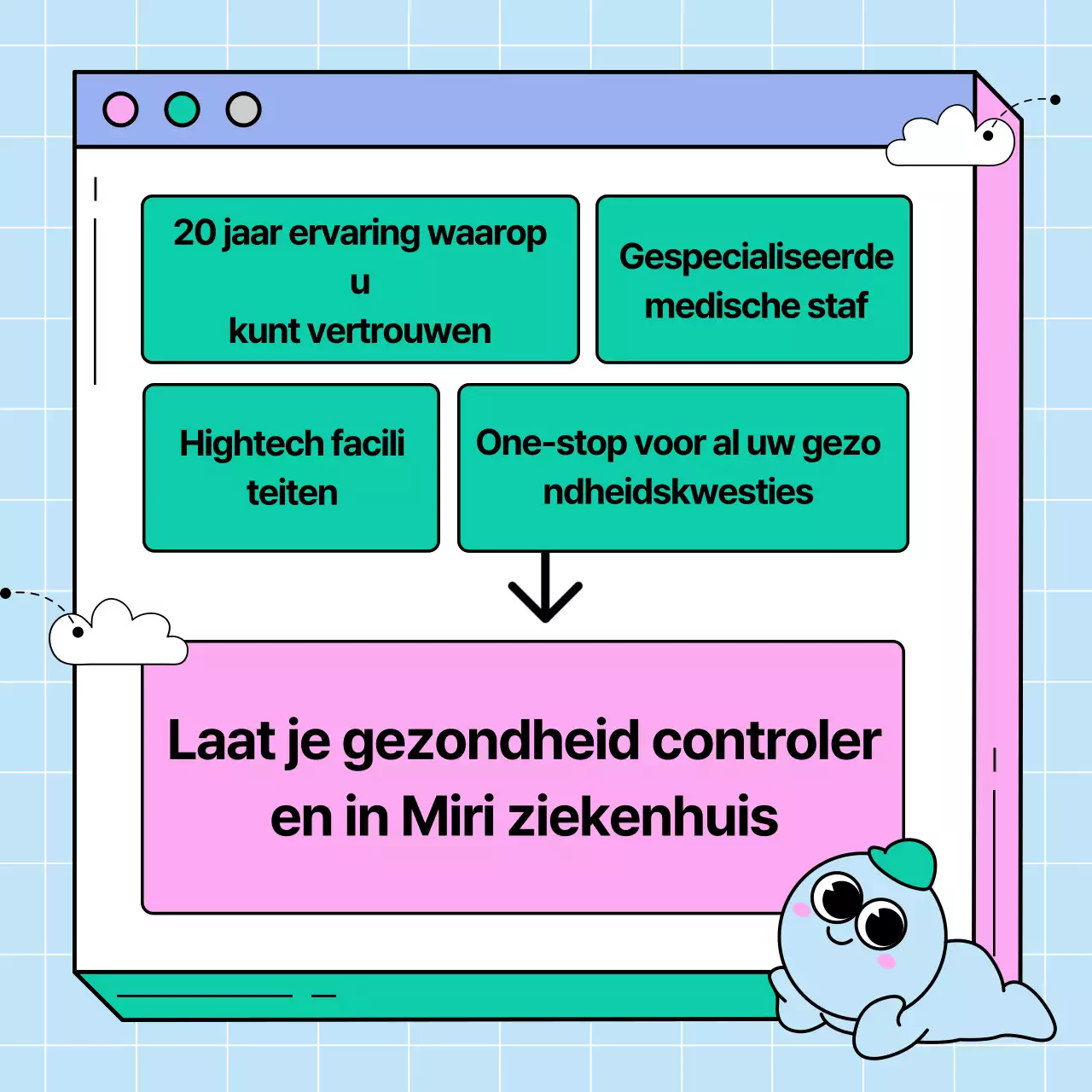 Roze en groene uitbreiding gezondheidscontrole webpagina