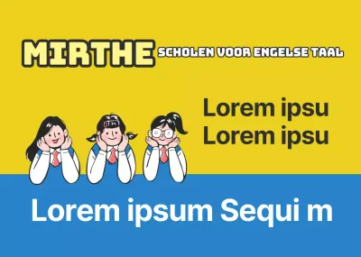 Geel blauw karakter illustratie Engels school promotie