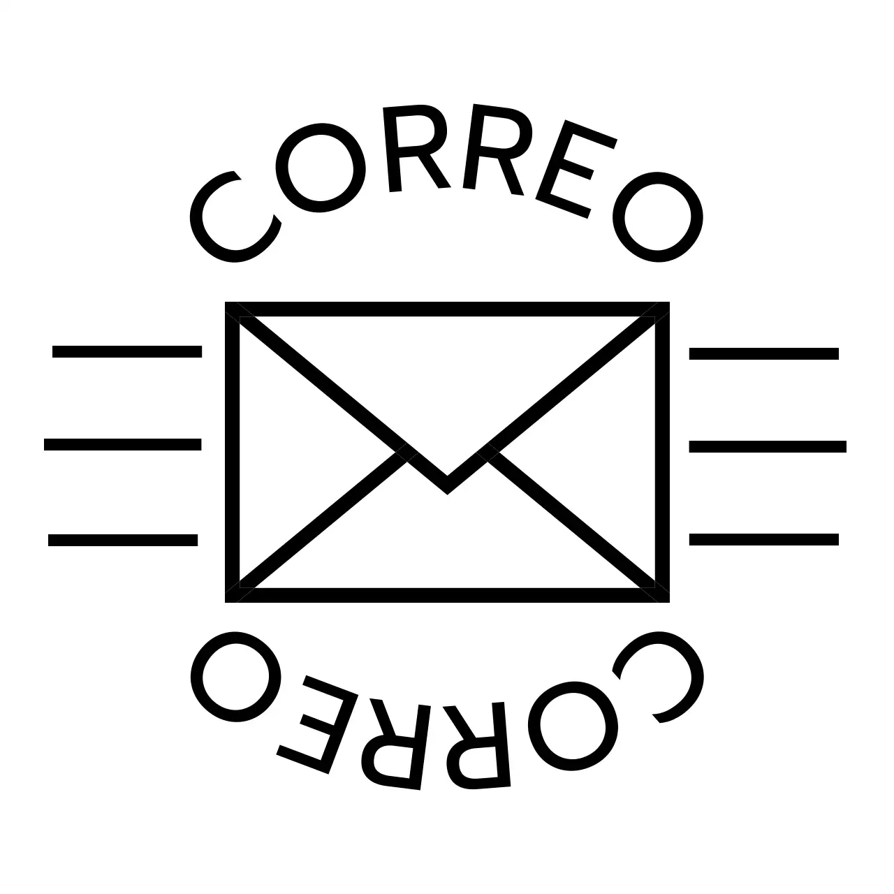 Mercancía con iconos y líneas sencillas en letras negras