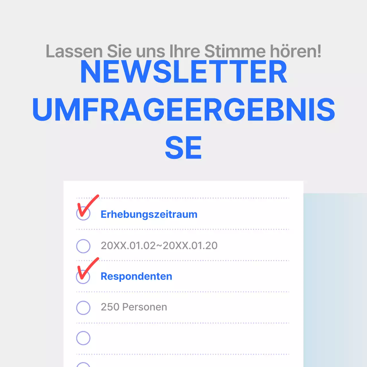Bericht über die Zufriedenheitsumfrage mit klarer blauer grafischer Hervorhebung