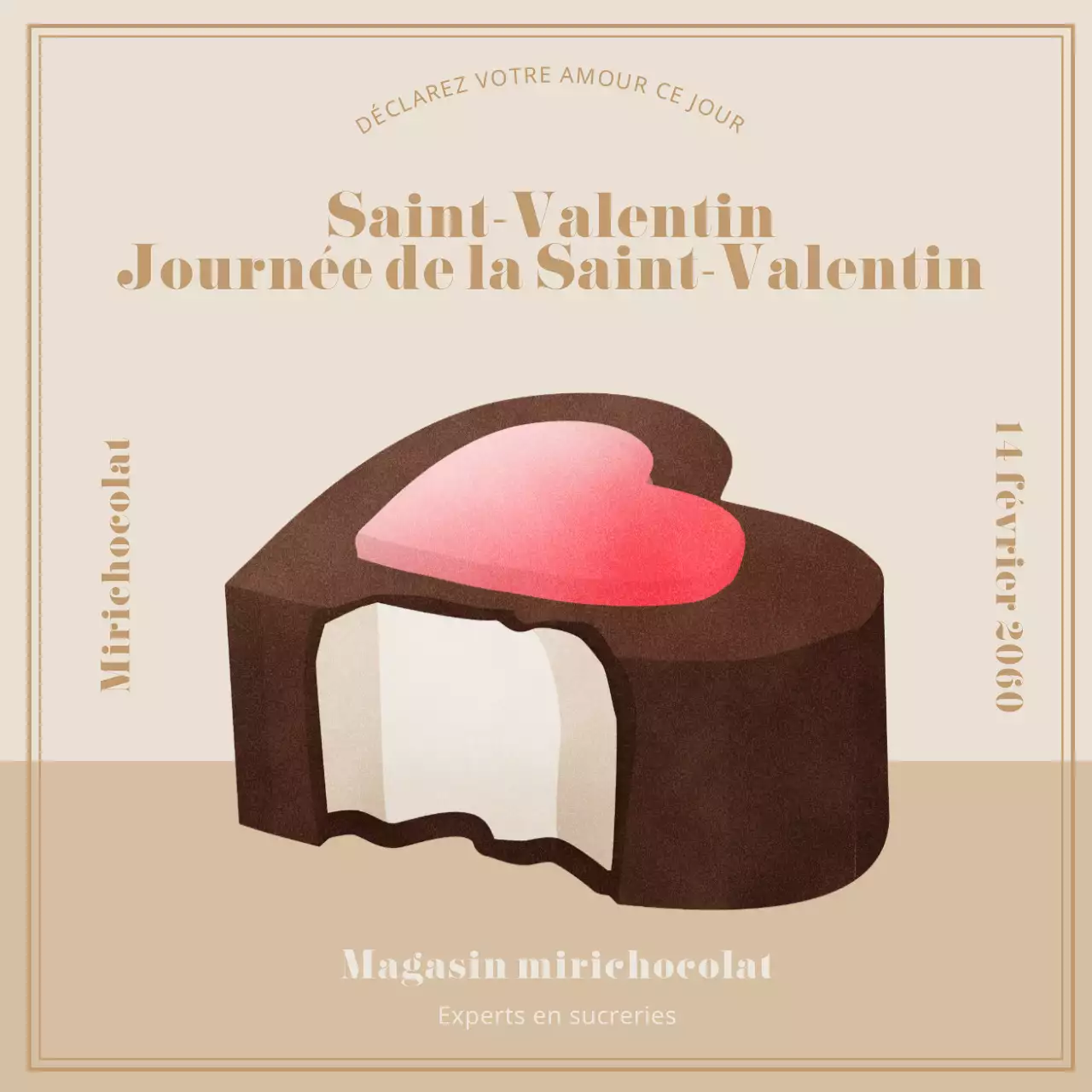 Flux Instagram de la Saint-Valentin d'un chocolatier de luxe en beige