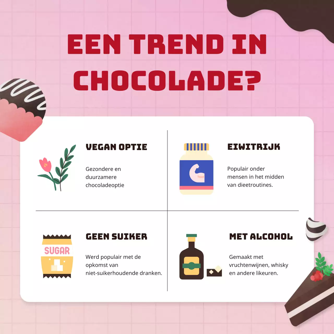 Heldere, zoete en frisse Valentijnsdag chocolade dessert kit in roze en diep groen
