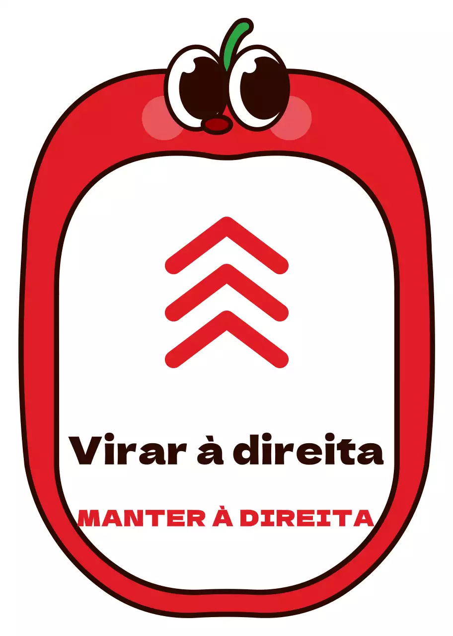 Instruções para o direito de passagem de uma bonita personagem de maçã vermelha e preta
