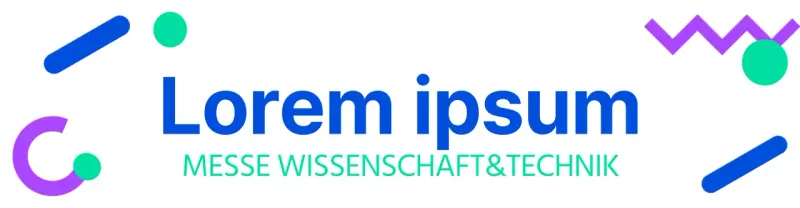 Wissenschaftsmesse-Logo mit verschiedenen Formen in Blau, Mint und Lila.