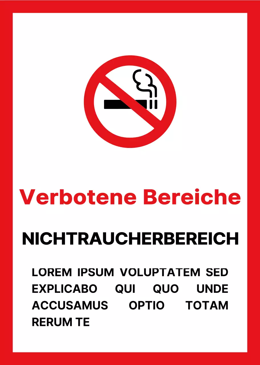 Rotes und schwarzes Layout mit einfacher Textausrichtung ohne Informationen zum Rauchen