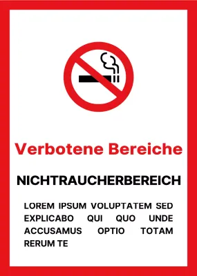 Rotes und schwarzes Layout mit einfacher Textausrichtung ohne Informationen zum Rauchen