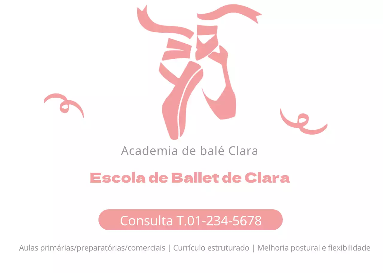 rosa branco ilustração simples promocional escola de ballet