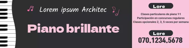 Ilustración de teclado en blanco y negro promoción de escuela de música