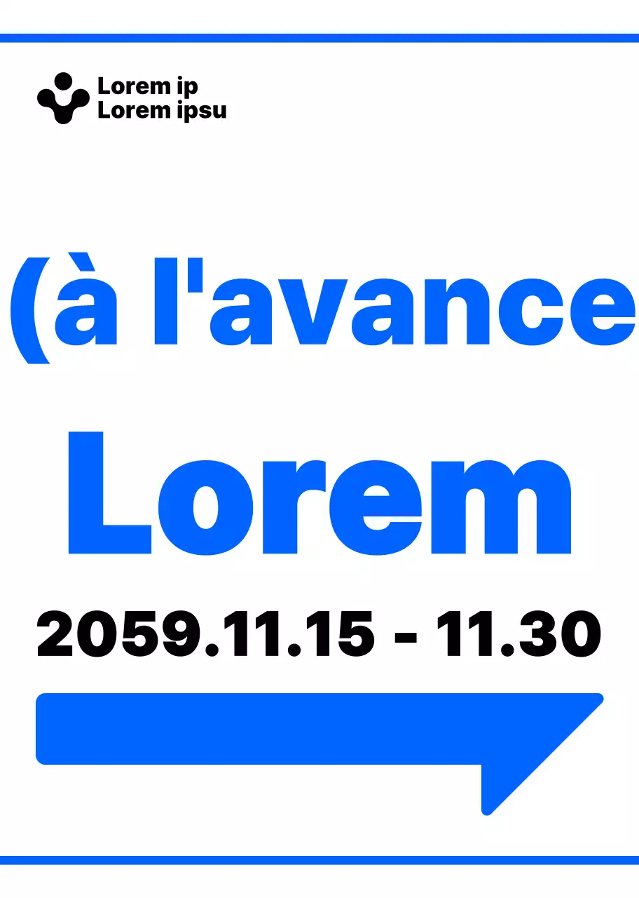 Bleu et blanc, icônes de flèches simples et modernes et phrases de texte, style de mise en page Directions pour l'entretien d'embauche