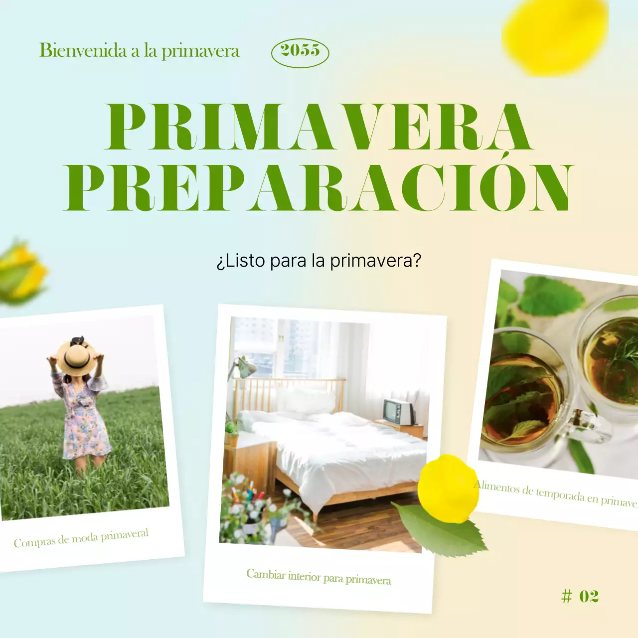 Fresco evento primaveral verde y amarillo