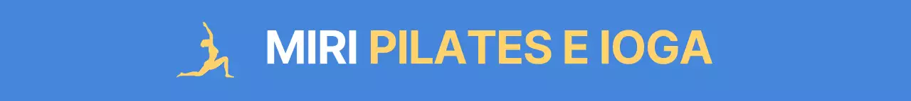 Logótipo simples com símbolo de ioga em azul claro e amarelo para promover e vender Pilates