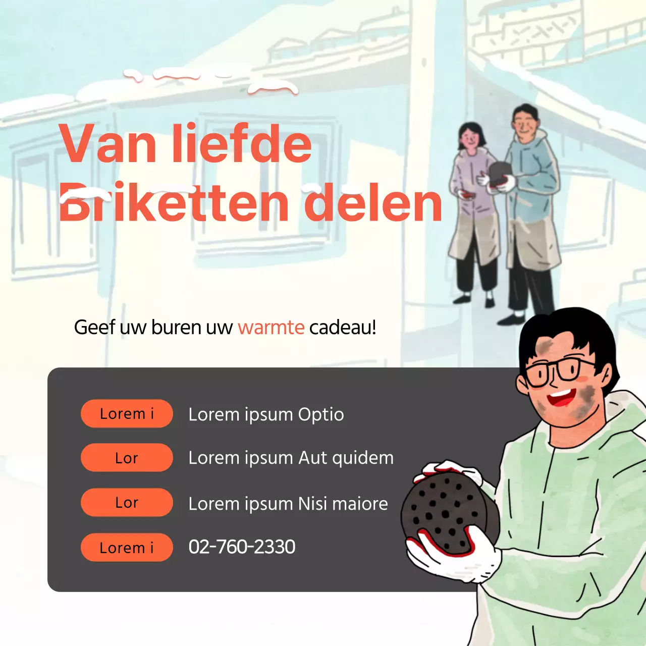 Oranje en grijze vrijwilligersaankondigingen