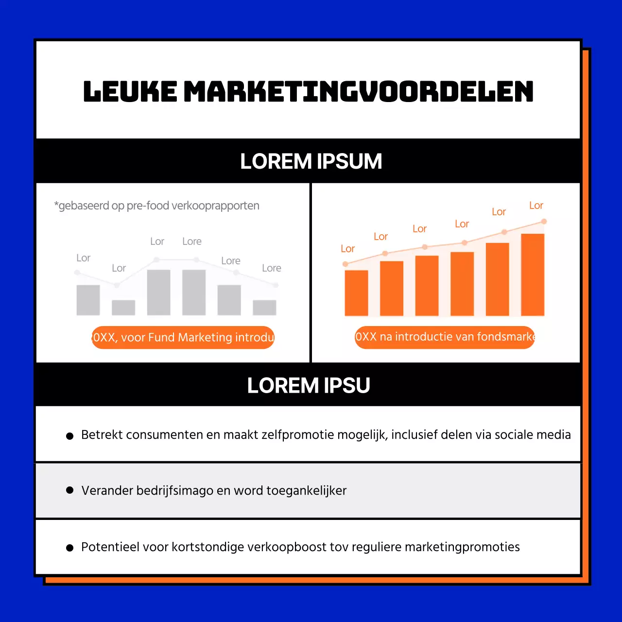 Blauw en oranje vierkant frame leuke marketing