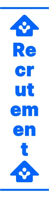 Bleu et blanc, icônes de flèches simples et modernes et phrases de texte, style de mise en page Directions pour l'entretien d'embauche