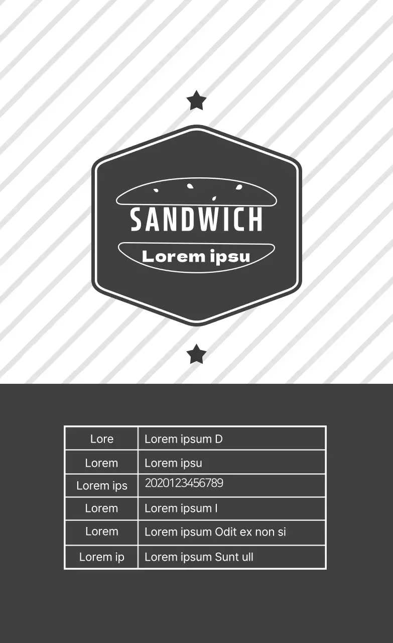 Étiquettes alimentaires pour sandwichs à motif rayé gris