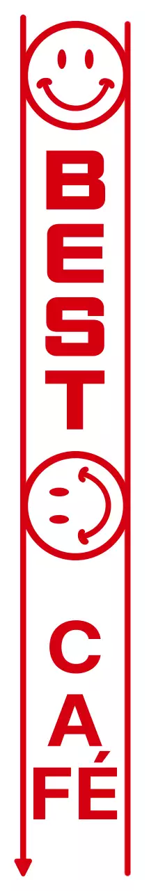 Texte simple et épuré et combinaison d'emoji style café en rouge