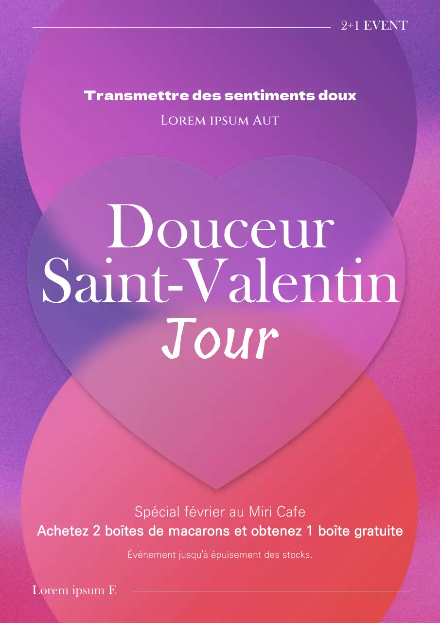 Journée blanche avec des cœurs et des formes transparents violets