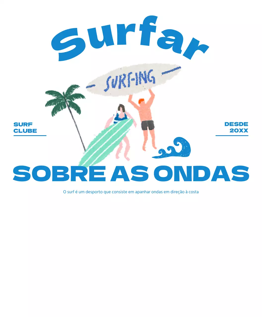 Surfistas num clima azul de verão