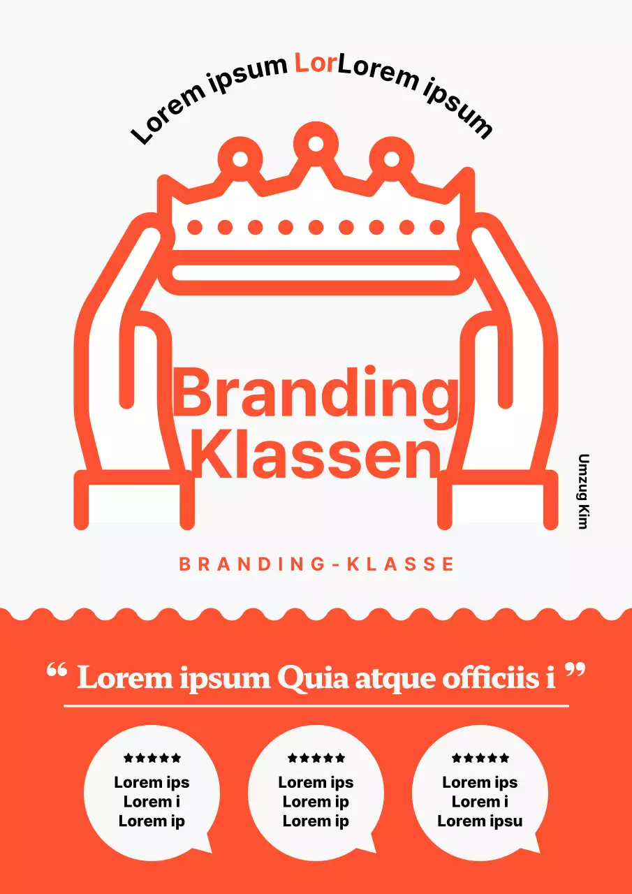 Einfaches Branding in Orange und Weiß, um für den Unterricht zu werben