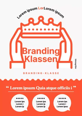 Einfaches Branding in Orange und Weiß, um für den Unterricht zu werben