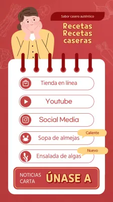 Historias guiadas de Instagram con conceptos de recetas en rojo y amarillo