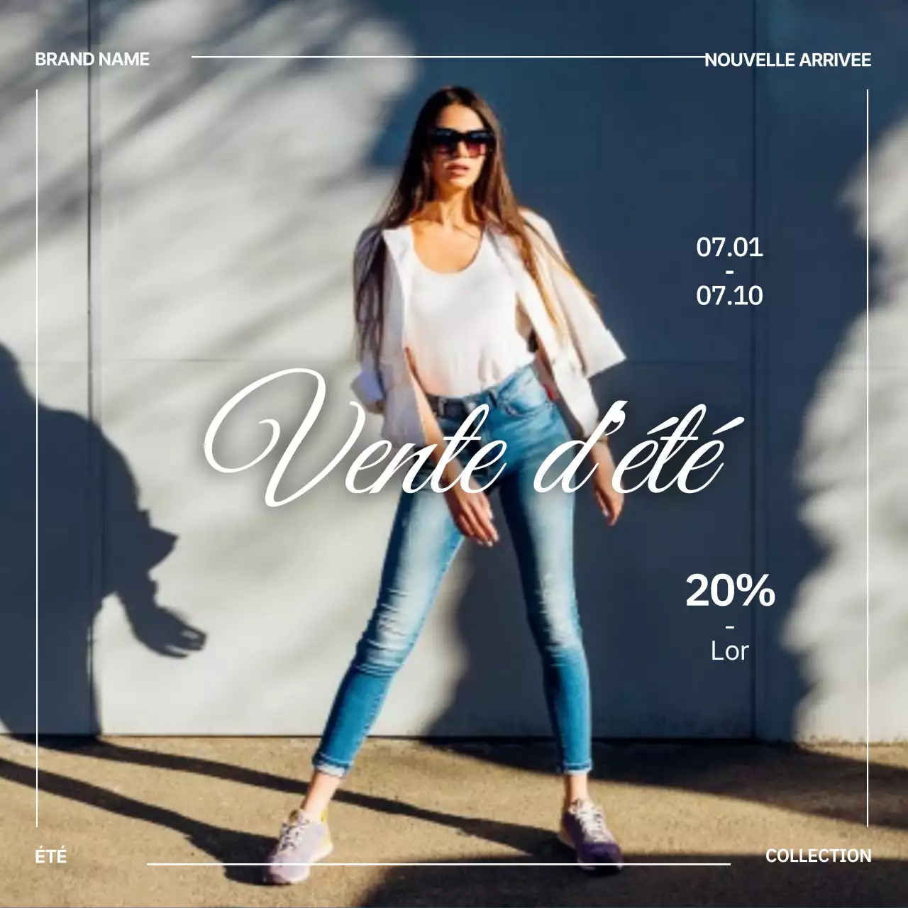 Cadre photo gris et bleu vente d'été