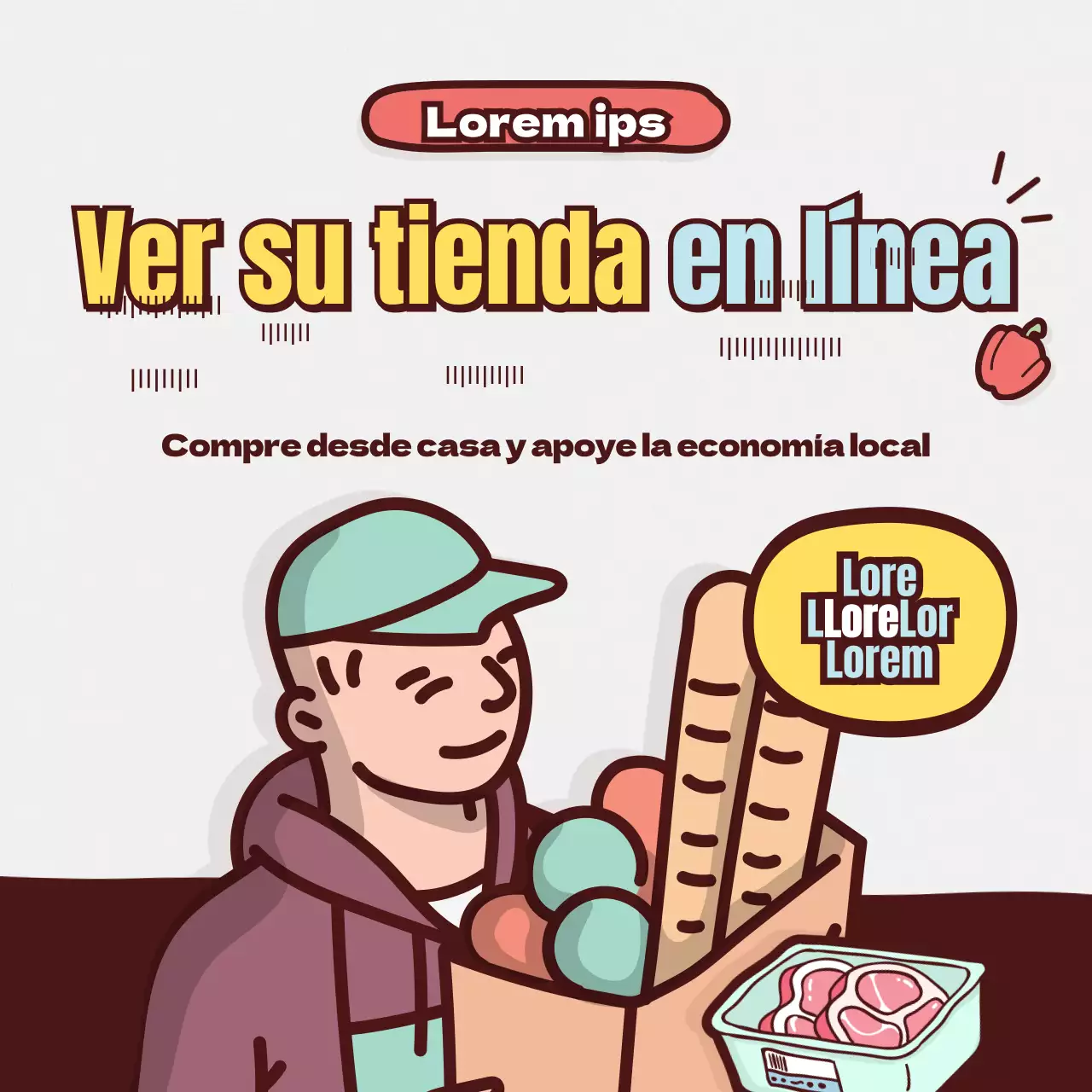 Ilustración lineal para el tema de la compra online de Brown Mint