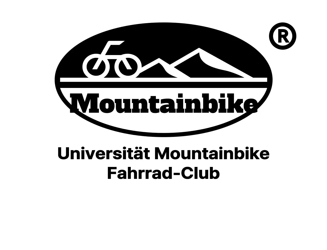 Mountainbike-Club-Konzept mit einfachen schwarzen Berge und Fahrräder Illustration