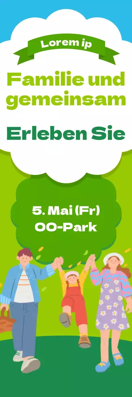 Leuchtend grünes und blaues Veranstaltungsbanner zum Monat der Familie