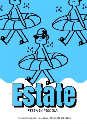 Ragazzo in tubo in una simpatica piscina di colore azzurro e bianco