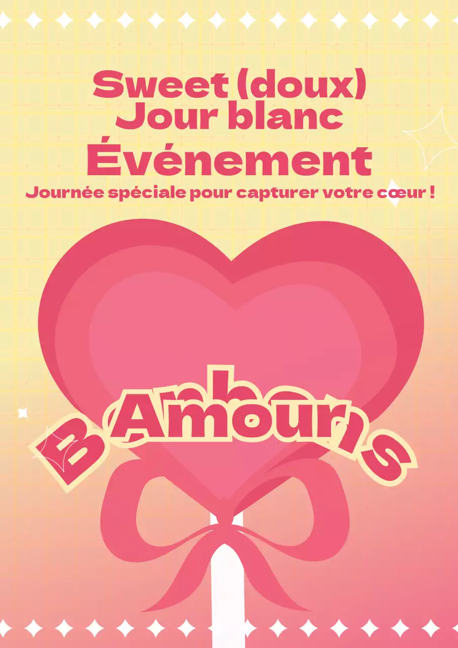 Événement de la Journée blanche avec des sucettes en forme de cœur rose