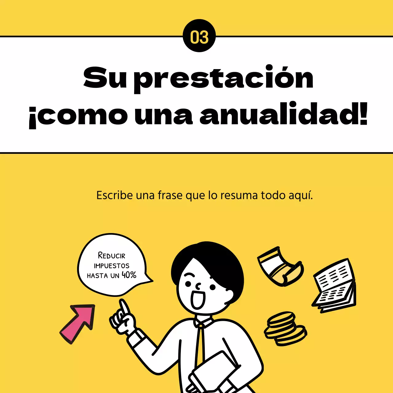 Ilustraciones claras y amarillas que destacan los consejos de ahorro fiscal para pensionistas