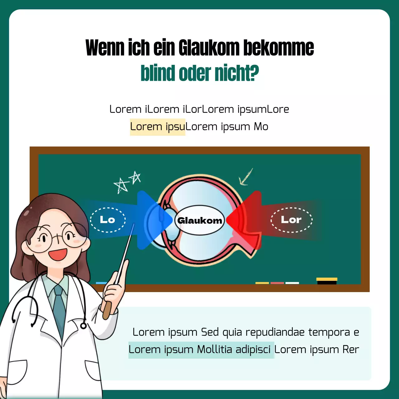 Glaukom erklärt in einem gelben und grünen Illustrationskonzept