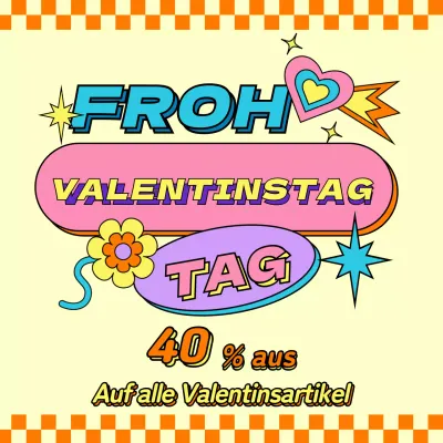 Rabattaktion zum Valentinstag mit einem niedlichen und kitschigen Konzept in leuchtendem Orange